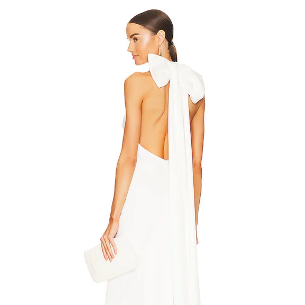 Small X Revolve Evianna Satin Gown In Ivory Misha